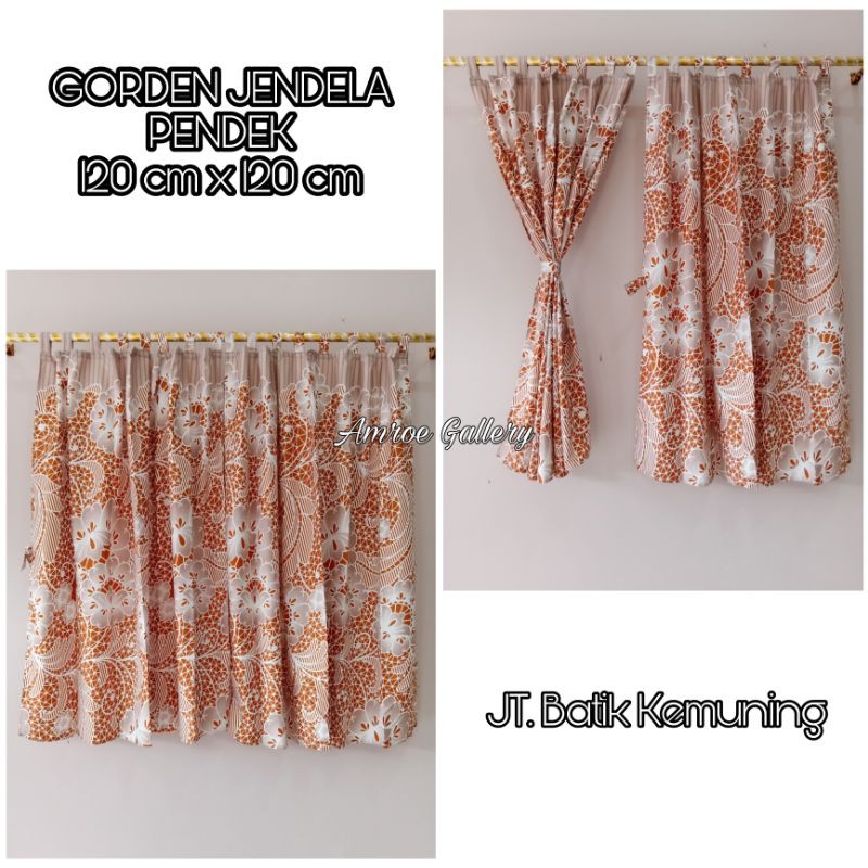 Gorden  gorden hordeng jendela pendek kamar kecil uk 120*120 motif batik