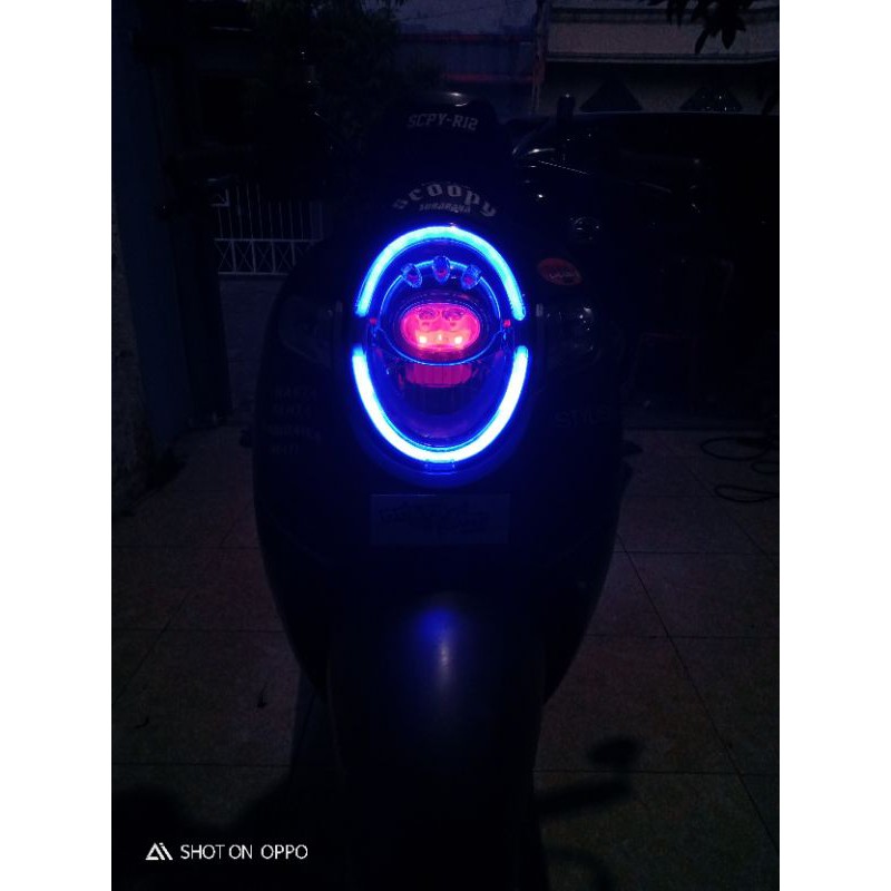 Lampu Alis Scoopy R12 2018/2019 Komplit l Custom Headlamp Reflektor Scoopy R12 Lampu Alis Devil Eyes
