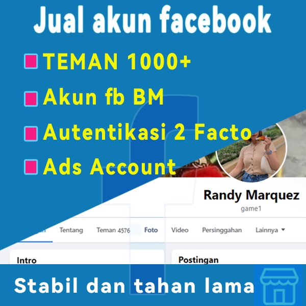 Akun Facebook/ Teman banyak 1000++/Jual Akun FB account  Marketplace/akun facebook tua/akun facebook