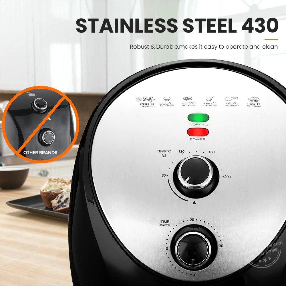 MIUI Smart Air Fryer Mesin Penggoreng Tanpa Minyak 5 L Button Version - AF-01 - Black