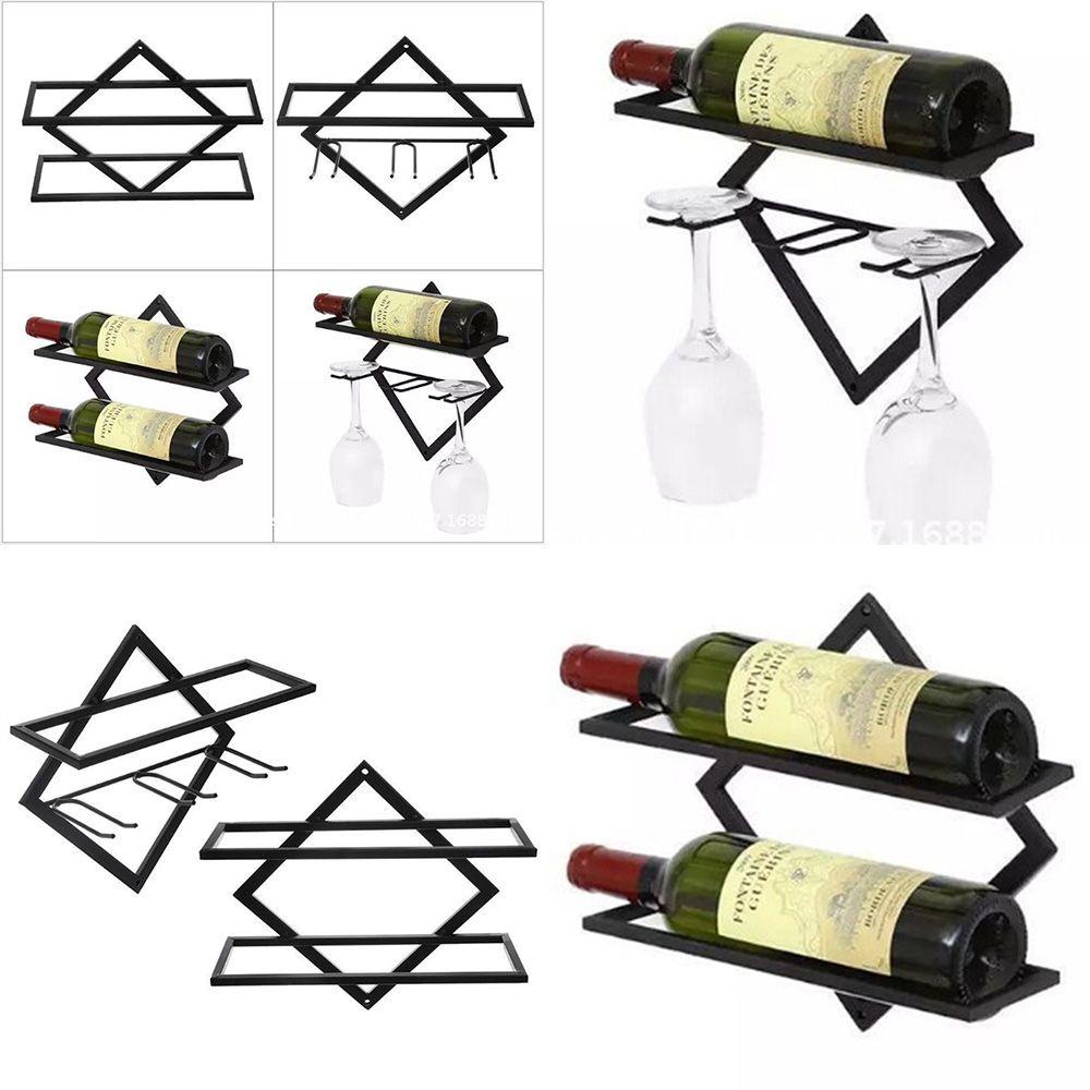 Solighter Metal Wine Bottle Holder Besi Kombinasi Bebas Dekorasi Rumah Bar