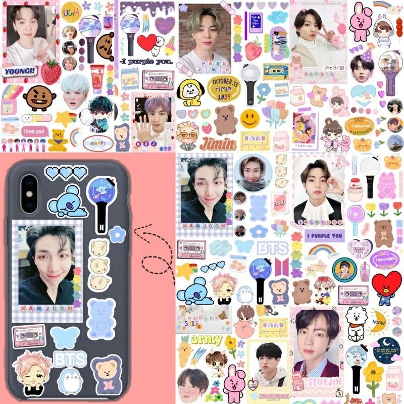 

Stiker BTS Aesthetic Cute Deco ( sudah Cutting) Anti Air / Stiker BTS Boyfie KPOP Jungkook Jimin Taehyung Jin RM Namjoon Suga J-hope / Stiker Kpop