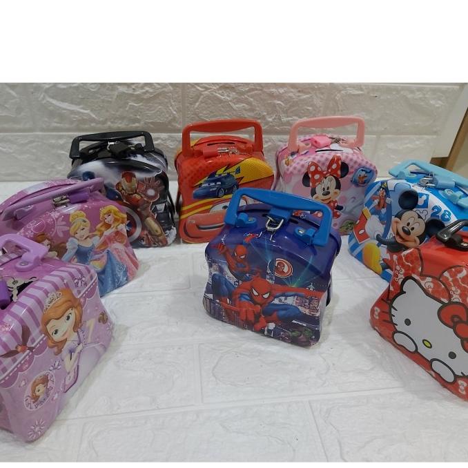 Ready...Ready...Ready...] celengan kaleng gembok kotak gagang karakter