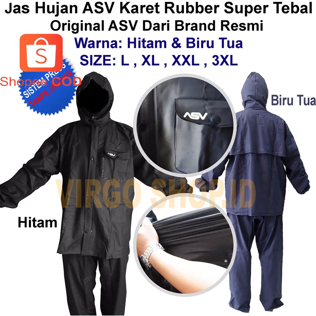 Jas Hujan ASV Versi 1 Kualitas No.1 Karet PVC Full Rubber Tebal Sistem Press Original / Mantel Hujan / Raincoat / Raincoat Outdoor / Jas Hujan Raincoat / Jas Hujan Karet Tebal / Jas Hujan Pria / Jas Ujan Karet / asv / Jas Hujan Tebal