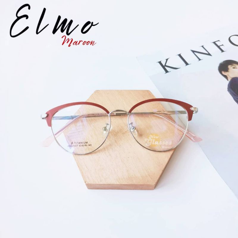 Frame Kacamata Elmo-Kacamata Cat Eye Wanita Titanium
