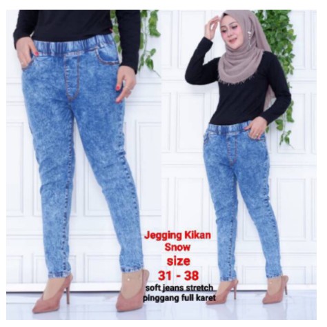 JENGGING jeans Kikan snow pinggang karet