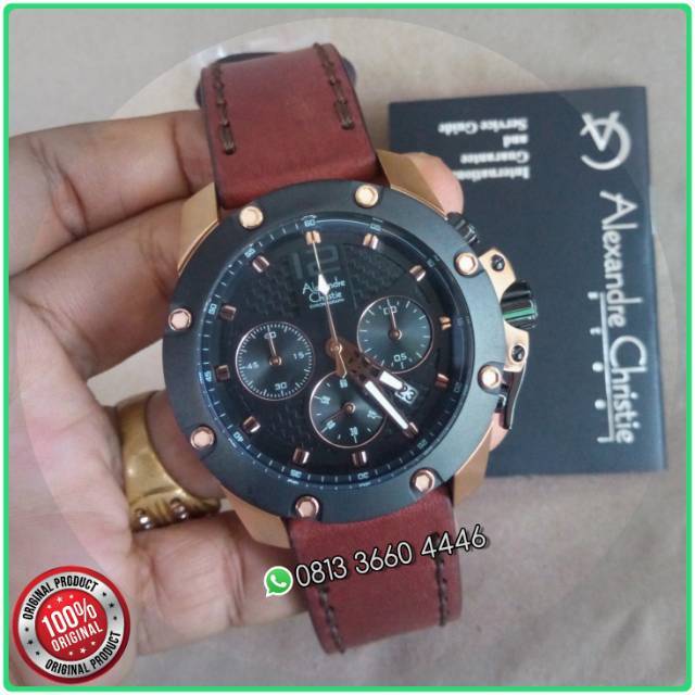 Alexandre Christie Ac 6290 Mc Body Rose Gold Tali Kulit Original