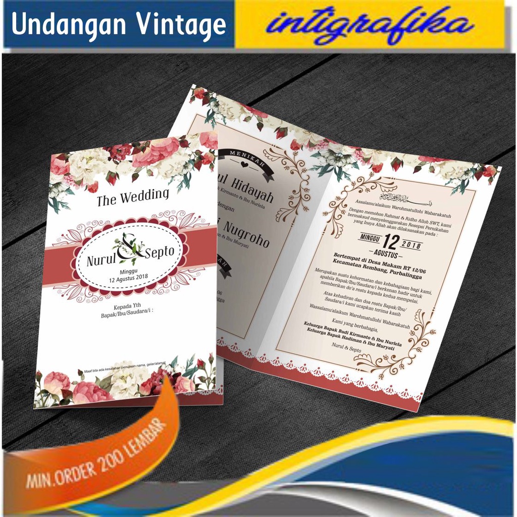 

Undangan Pernikahan, Vintage, Rustic, harga ekonomis