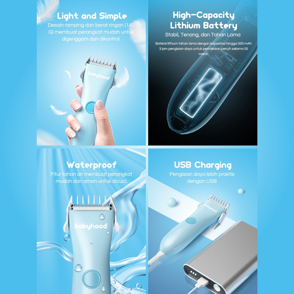 ELEK122 CUKUR RAMBUT BABYHOOD HAIR CLIPPER WATERPROOF &amp; SAFETY BB2011CUKUR RAMBUT BABYHOOD HAIR CLIP