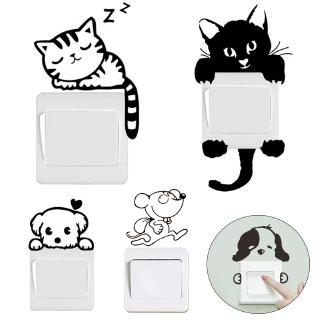  Stiker  Dinding  Decal Desain Kucing Anjing Warna  Hitam 