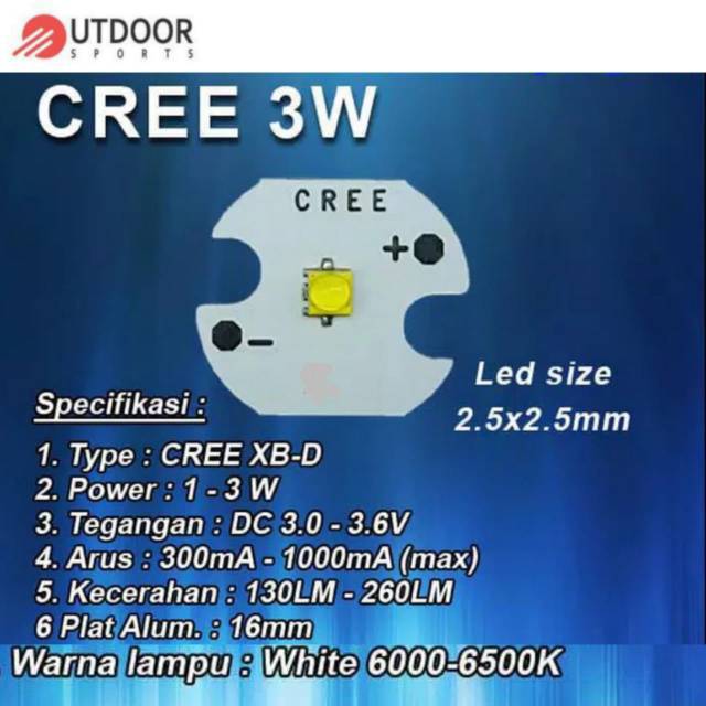 LED SUPER BRIGHT CREE HPL 3W XML T6 Cold White 6500K Flashlight Senter