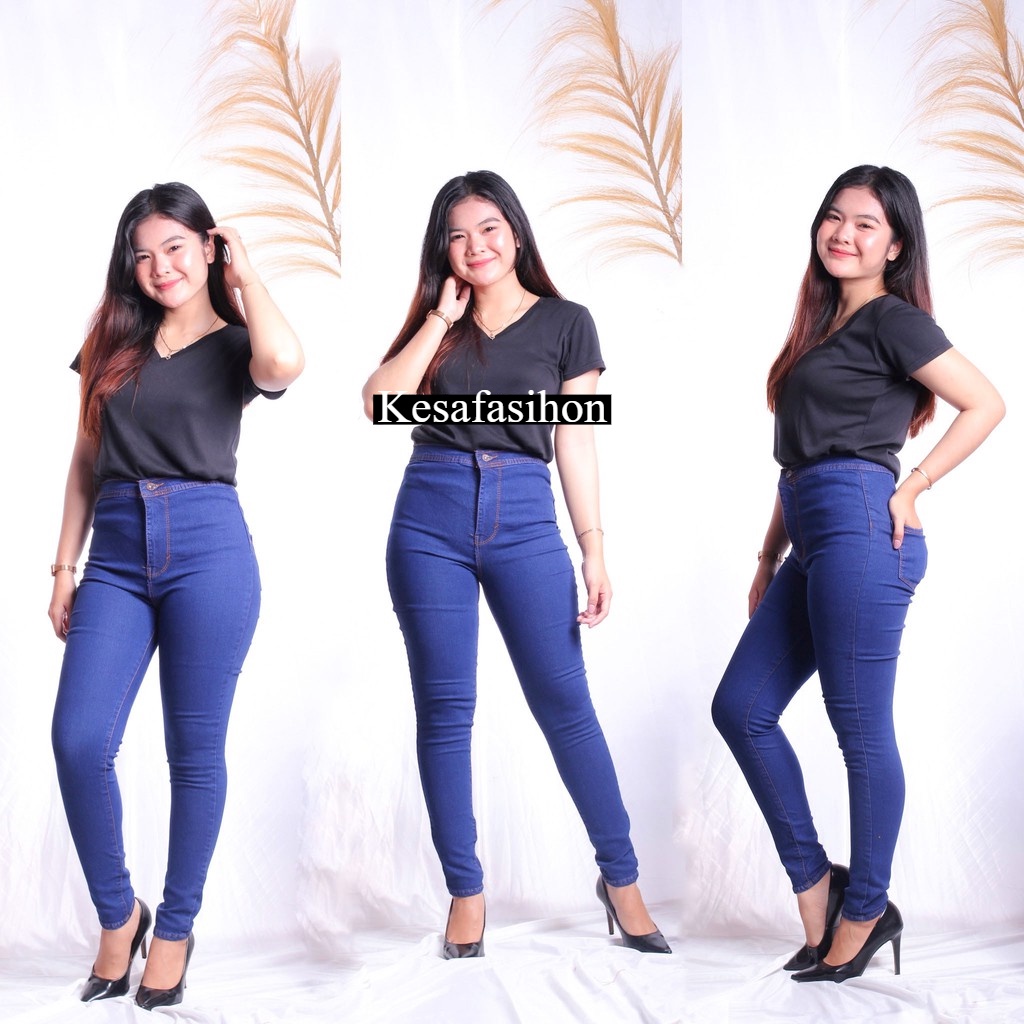 CELANA JEANS HIGH WAIST ONE BUTTON // CELANA JEANS HIGHWAIST KANCING SATU POLOS