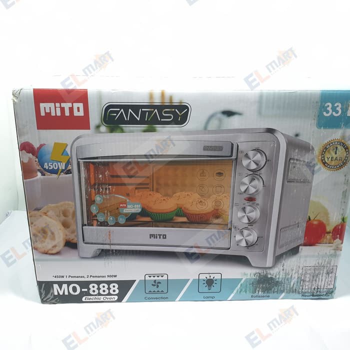 Oven listrik MITO Fantasy 33L MO 888 - 33 Liter  MO888 Silver 450watt (KHUSUS EXPEDISI)