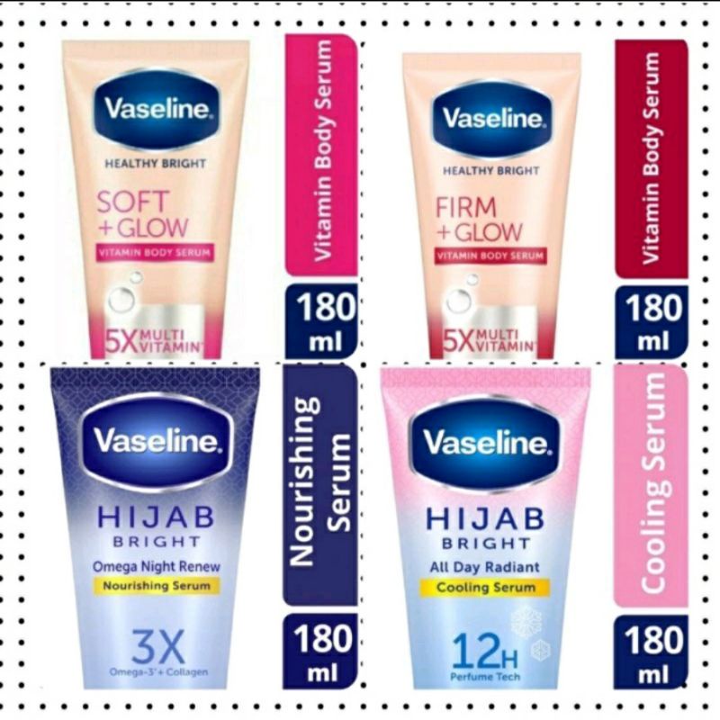 VASELINE BODY SERUM / VASELINE OMEGA NIGHT / VASELINE HIJAB / VASELINE SOFT GLOW - 180ML