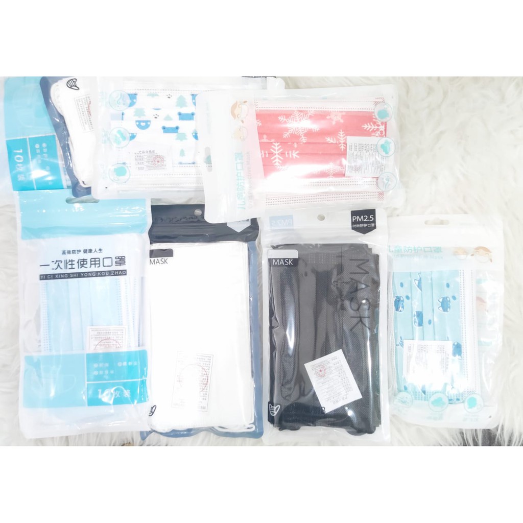 Masker 3ply Polos isi 10pcs  Masker Disposable / Masker 3ply Earloop / Masker 3ply