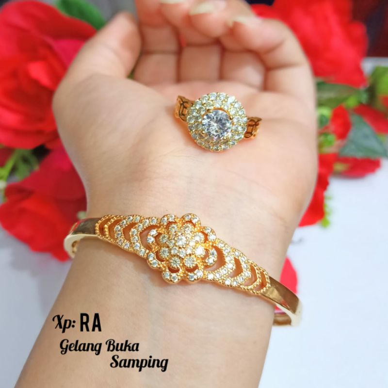 Gelang Bangle Dewasa FREE cincin varian motif,perhiasan emas Korea tidak karat *COD*