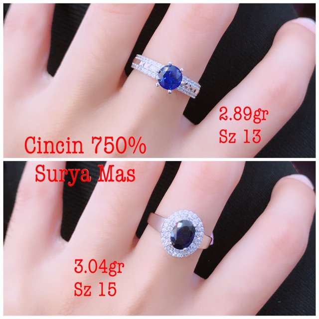 Cincin emas putih 750%
