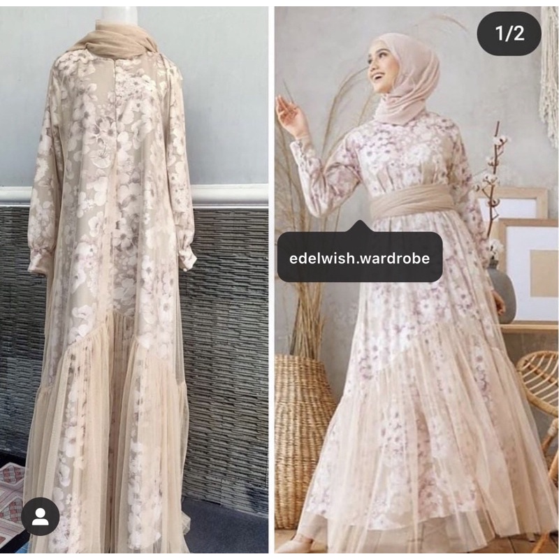 Preloved baju gaun dress nude brand edelwish wardrobe