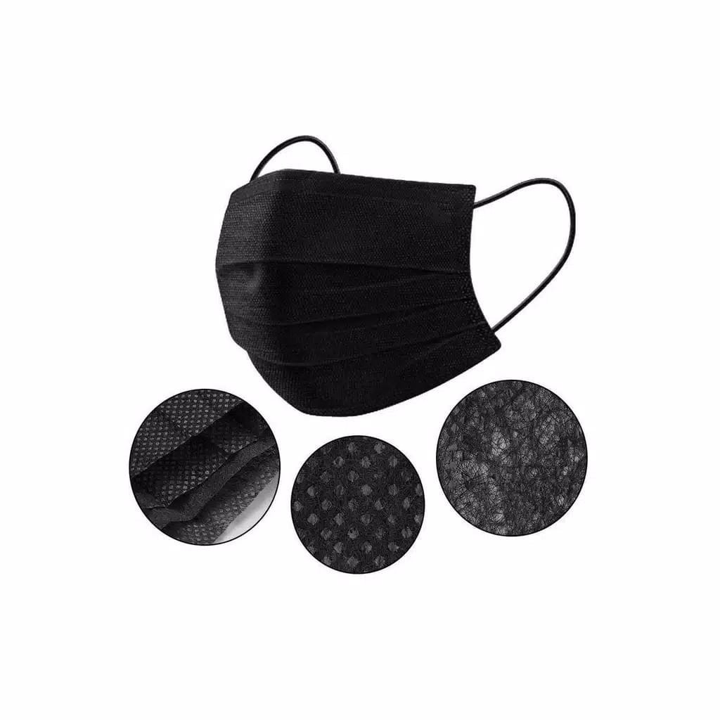 ( Fy ) COD Masker 3PLY Hitam /Masker Mulut /Black Mask import/Masker hitam Masker Kesehatan