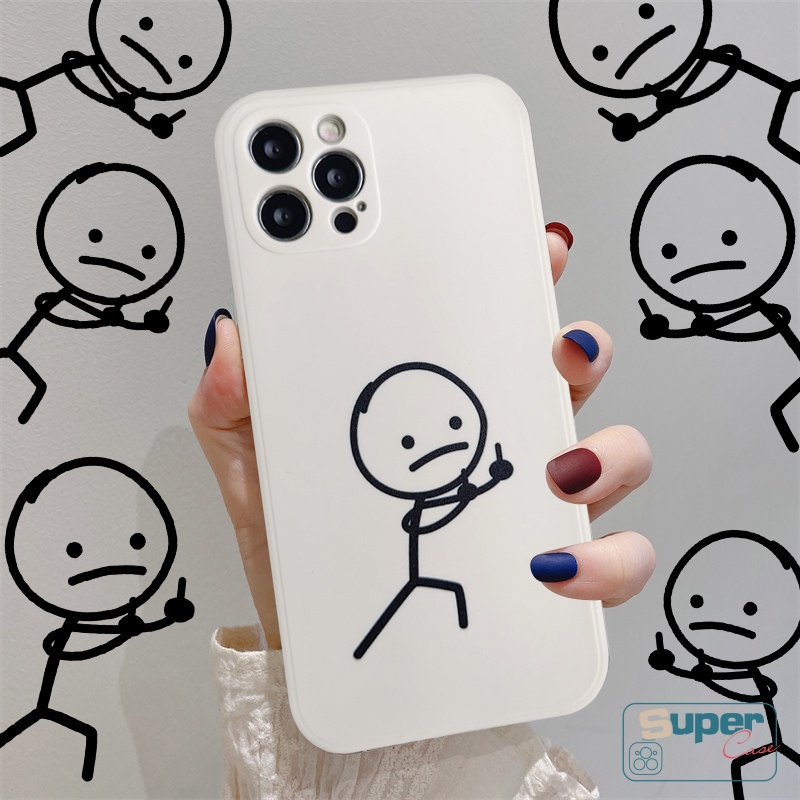 Infinix Hot 9 12 10 11 Play 12pro Smart 4 5 6 Plus Hot 11s 9 10t 10s 12i 20 20s 12 11 8 10Lite Note 12 2023 11 12 G96 8 Couple Soft Tpu Cartoon Matchstick Man Straight Edge Cover