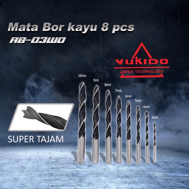 dijamin TAJAM !! YUKIDO MATA BOR KAYU SET 8PCS 3 -10MM AUGER BIT FL YUKIDO Mata Bor Kayu mata bor tajam