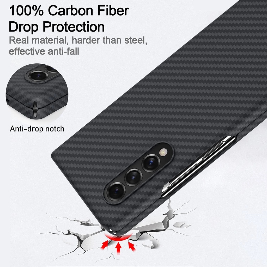 2 in 1  Real Carbon Fiber Mobile Phone Case for Samsung Z Fold 3