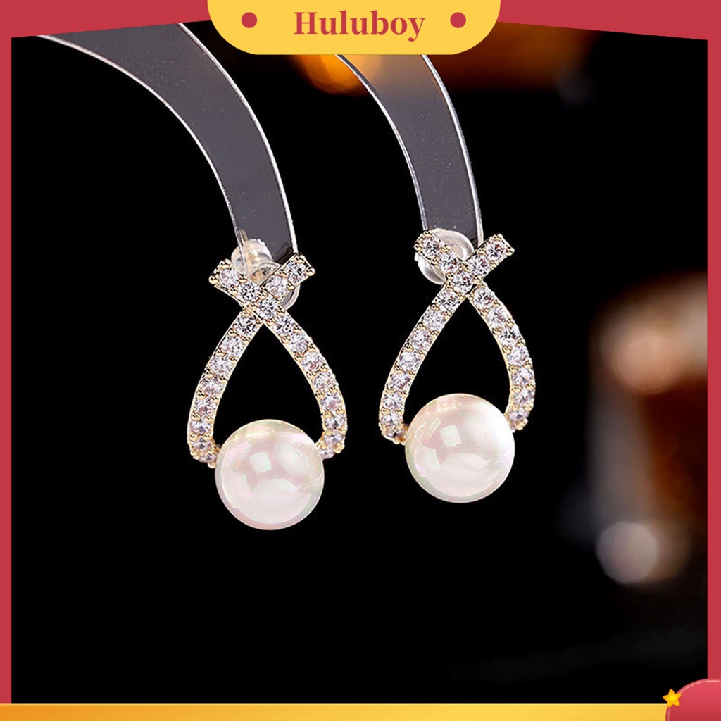 Hu Hu Hu Hu Hu Alat Bantu Pasang Kacamata♡ Anting Stud Bentuk Salib Aksen Berlian Imitasi Tahan Lama Untuk Wanita