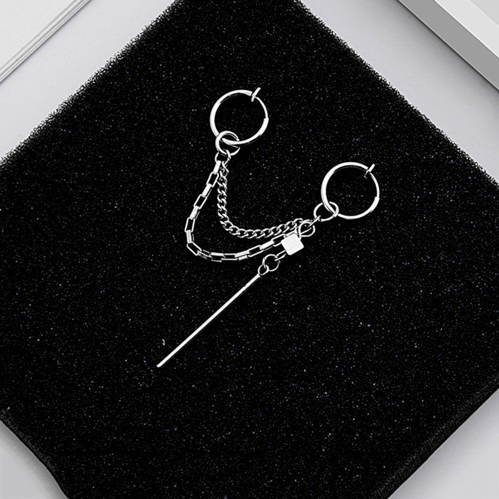 1pc Anting Rantai Panjang Bahan Stainless Steel Gaya Punk Minimalis Untuk Pria Dan Wanita