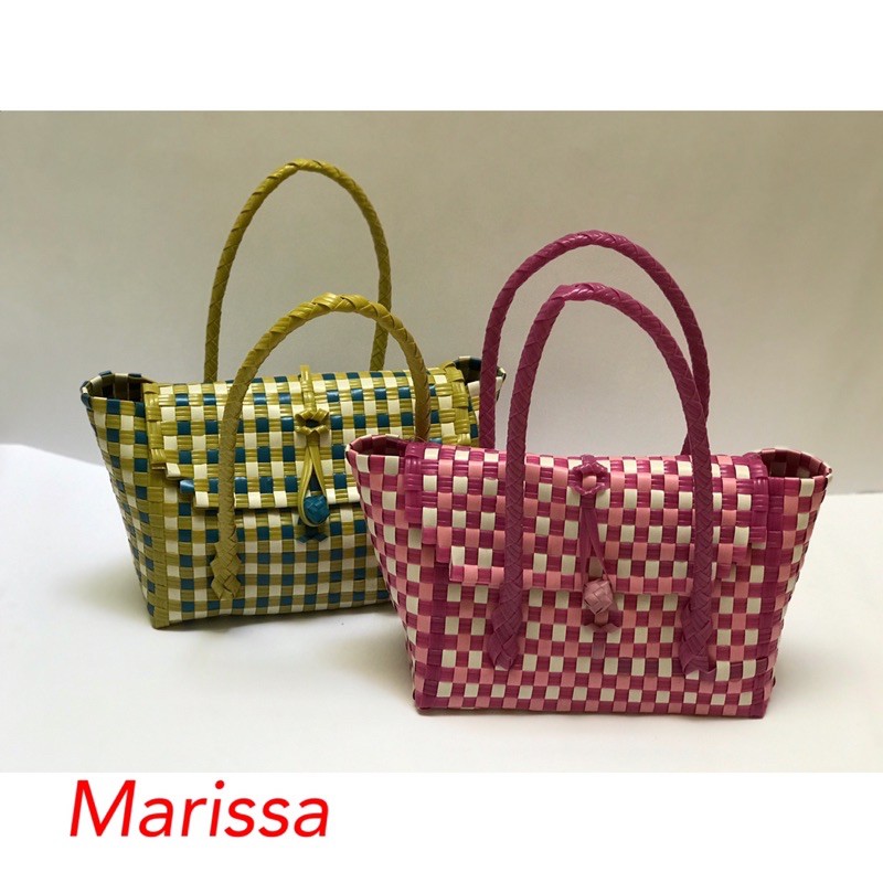 Tas Anyaman Wanita Top Handle Marrisa 2 Warna Super Cute / Tas Anyaman Wanita Marrisa Handle Bag