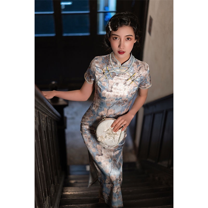 2021 new summer fashion cheongsam improved dress young girl simple and elegant long retro temperamen