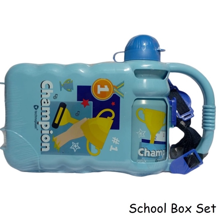 Tempat minum dan kotak makan school box set Karakter edisi anak - random colour