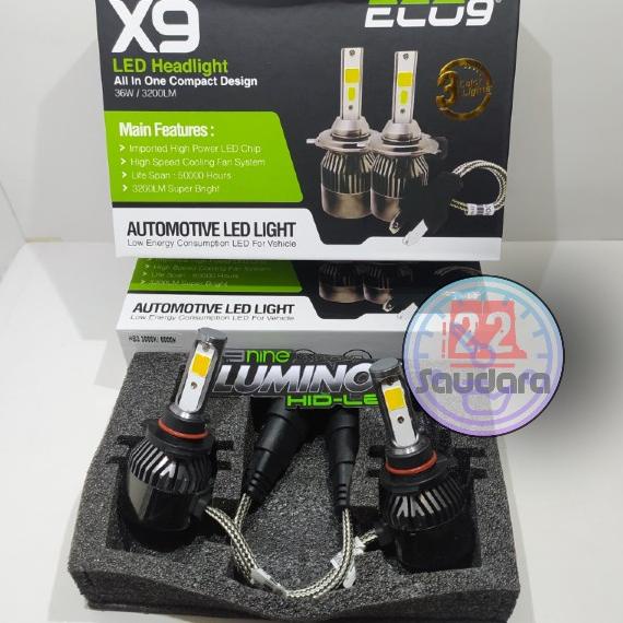 LAMPU MOBIL HB3/HB4 3 WARNA X9 ECO9 LUMINOS LED 3 COLOR