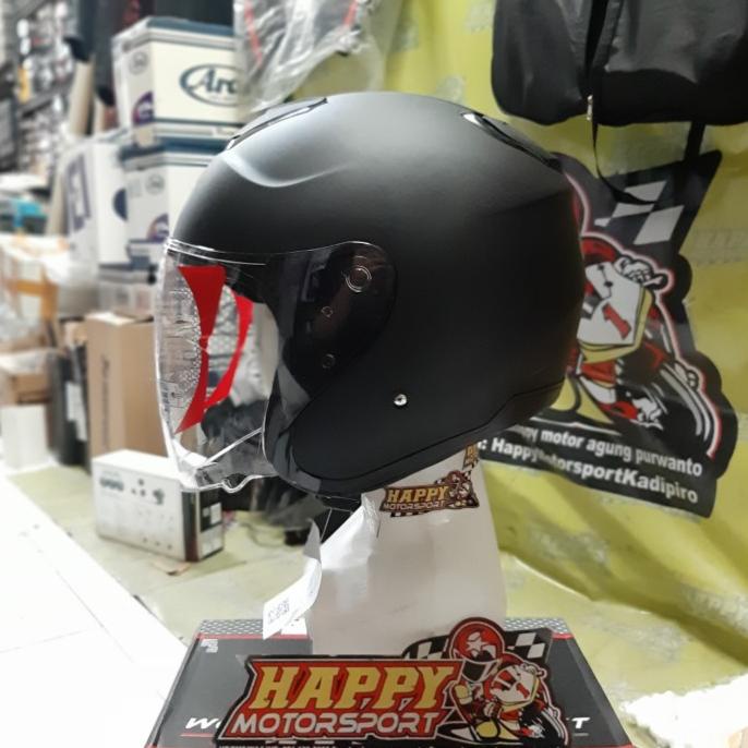 helm halfface kyt kyoto r solid black matt white glossy original