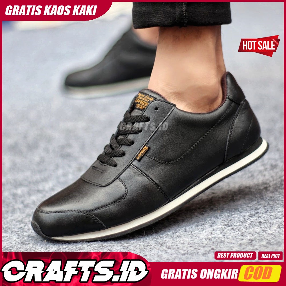 CRAFTS X MORLEY Sepatu Sneaker Pria Cowok/Cowo Kulit Asli Sepatu Pria Sneakers Casual Keren Ori Sepatu Kasual Kerja Kuliah Santai Joging Gaya Keren Kekinian Murah Terlaris