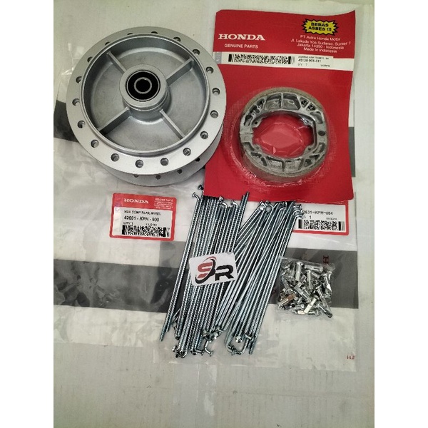 TEROMBOL BELAKANG KOMPLIT (KPH) HONDA ORIGINAL SUPER X125  KARISMA  KIRANA NEW OLD  KELENGKAPAN PRODUK  TROMBOL BELAKANG  KAMPAS REM BELAKANG  JARI JARI UKURAN 9X159_36 BIJI