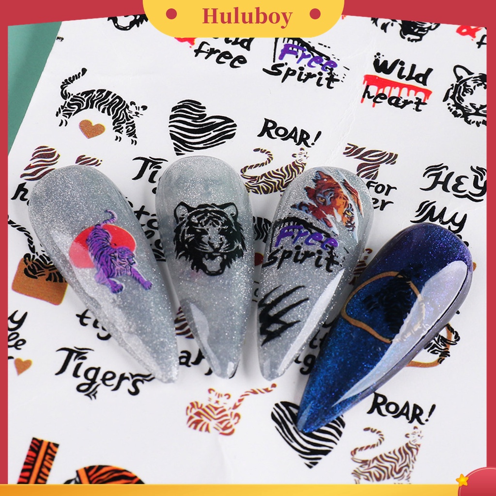 Huluboy Huluboy♡ Stiker Kuku Motif Harimau 2022 Bahan Kertas Ringan Untuk Manicure