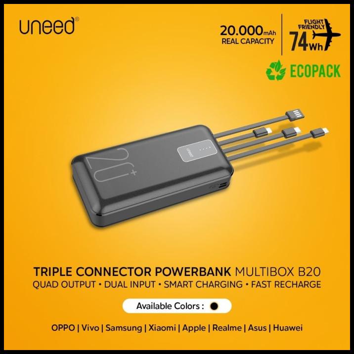Uneed Powerbank 20000Mah Built In Cable Fast Charging 2.1A - Upb231.2
