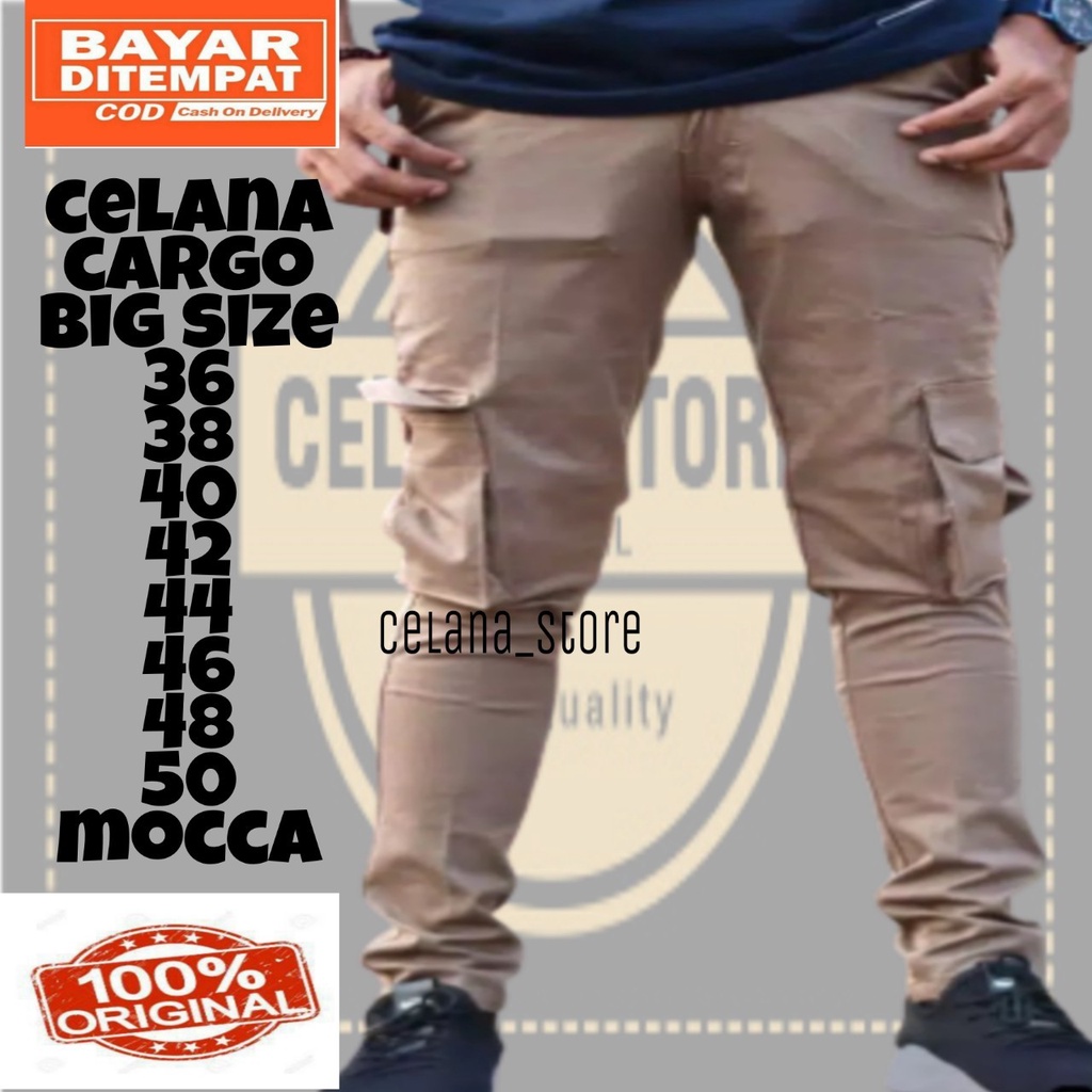 CELANA CARGO HITAM BIG SIZE 36-50/CELANA CARGO PANJANG BIG SIZE/CELANA CARGO JUMBO/CELANA PANJANG PRIA JUMBO