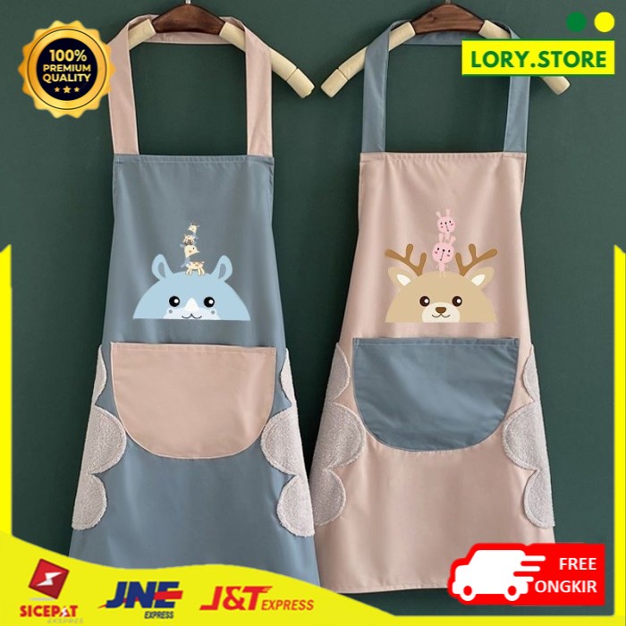 Celemek Apron Masak Cotton Celemek Masak Waterproof Anti Air Motif Lucu Celemek Katun Kekinian