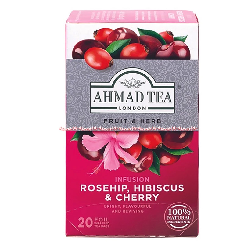 Ahmad Tea Fruit &amp; Herbs infuision Rosehip &amp; Hibiscus Cherry 20foil Teh Rasa Buah Ceri Mawar Ahmadtea Rose Ship