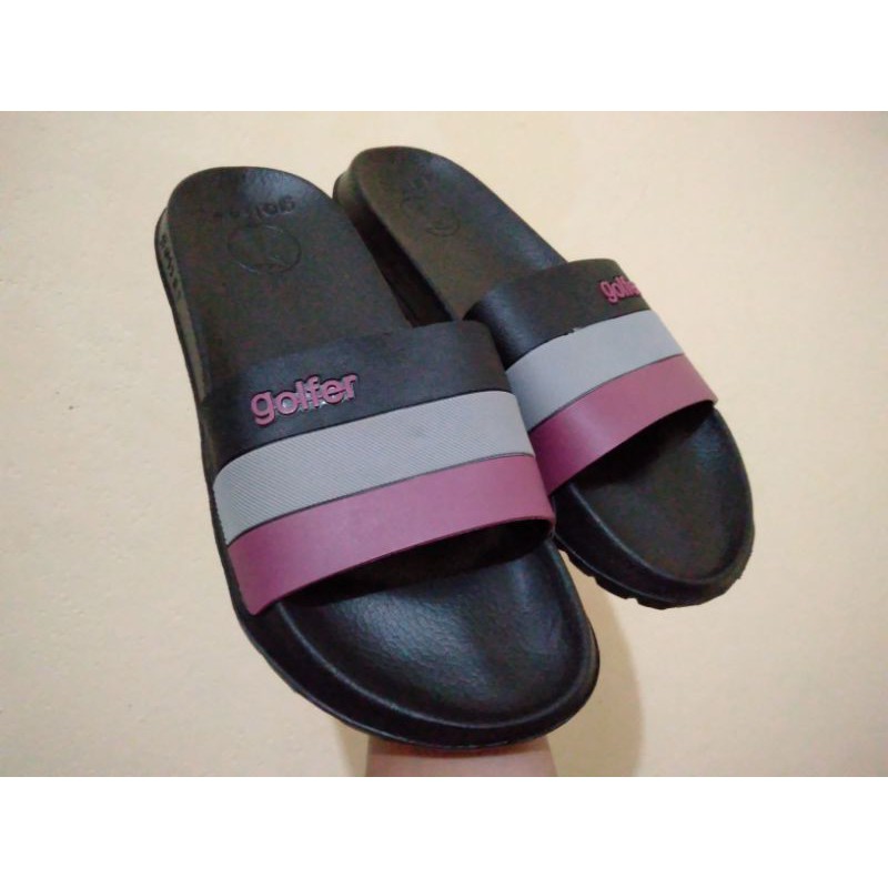 [PIKU] Sandal slop dewasa GOLFER SIZE 39-44 motif strip sandal slide sandal duramo-4