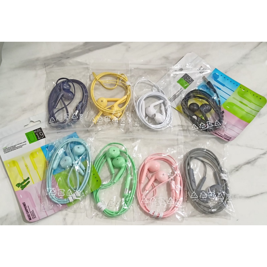 HEADSET / HANDSFREE MACARON U19 PACK PLASTIK TERMURAH