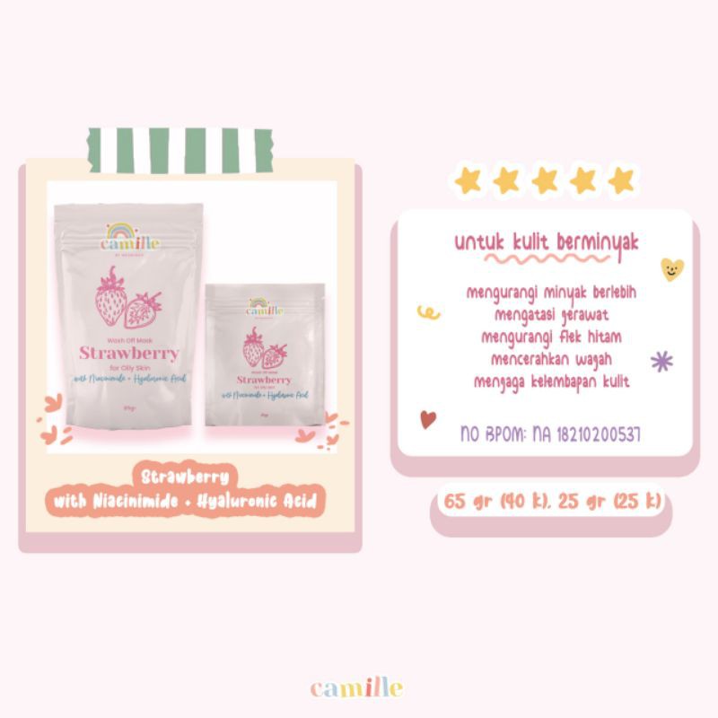 [RESS RESMI] CAMILLE BEAUTE BPOM / Masker Camille Beauty Masker Wajah BPOM TERLARIS-STRAWBERRY