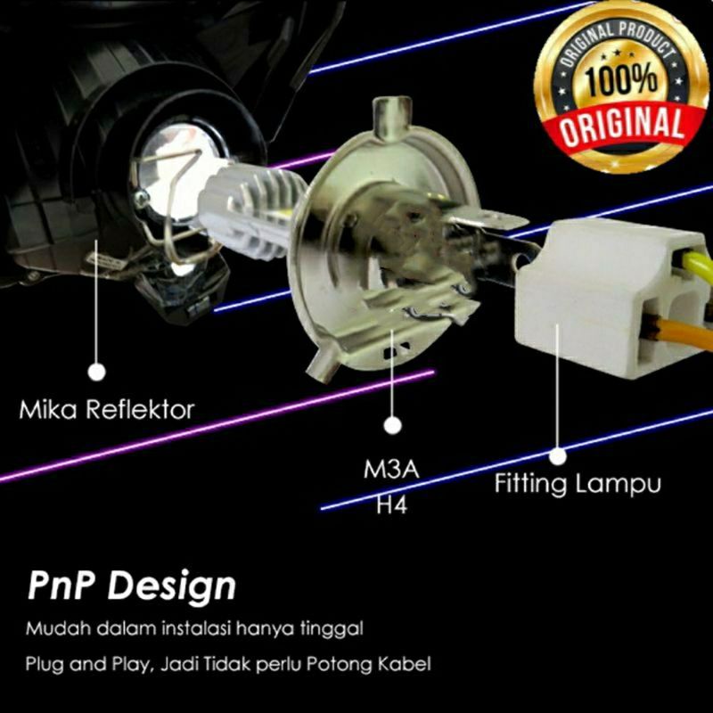 Lampu motor LED depan H4 AYOTO ORIGINAL KENDARAAN MOGE dan Scoopy F1