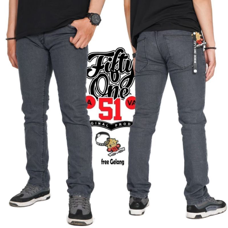 FIFETEEN DENIM-Celana Jeans Pria Slimfit streech Karet Melar Original Premium Distro Bandung