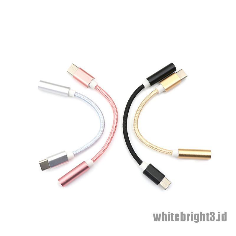 &lt; White3 &gt; Adapter USB Tipe-C Ke Jack Audio AUX 3.5mm Untuk Headphone