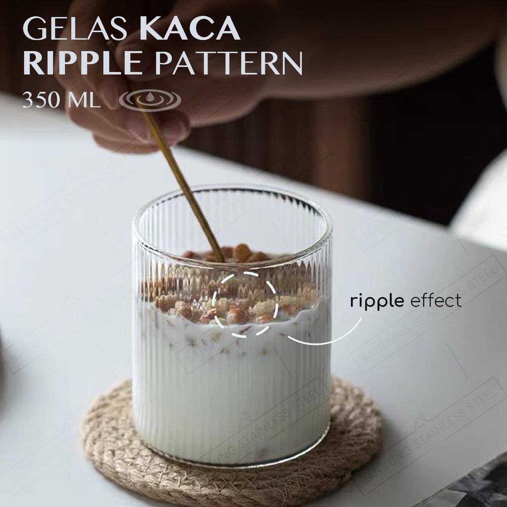 Gelas Kaca Kopi Susu Ripple Yo-Reum Aesthetic Korean Cafe Crystall Drinking Glass