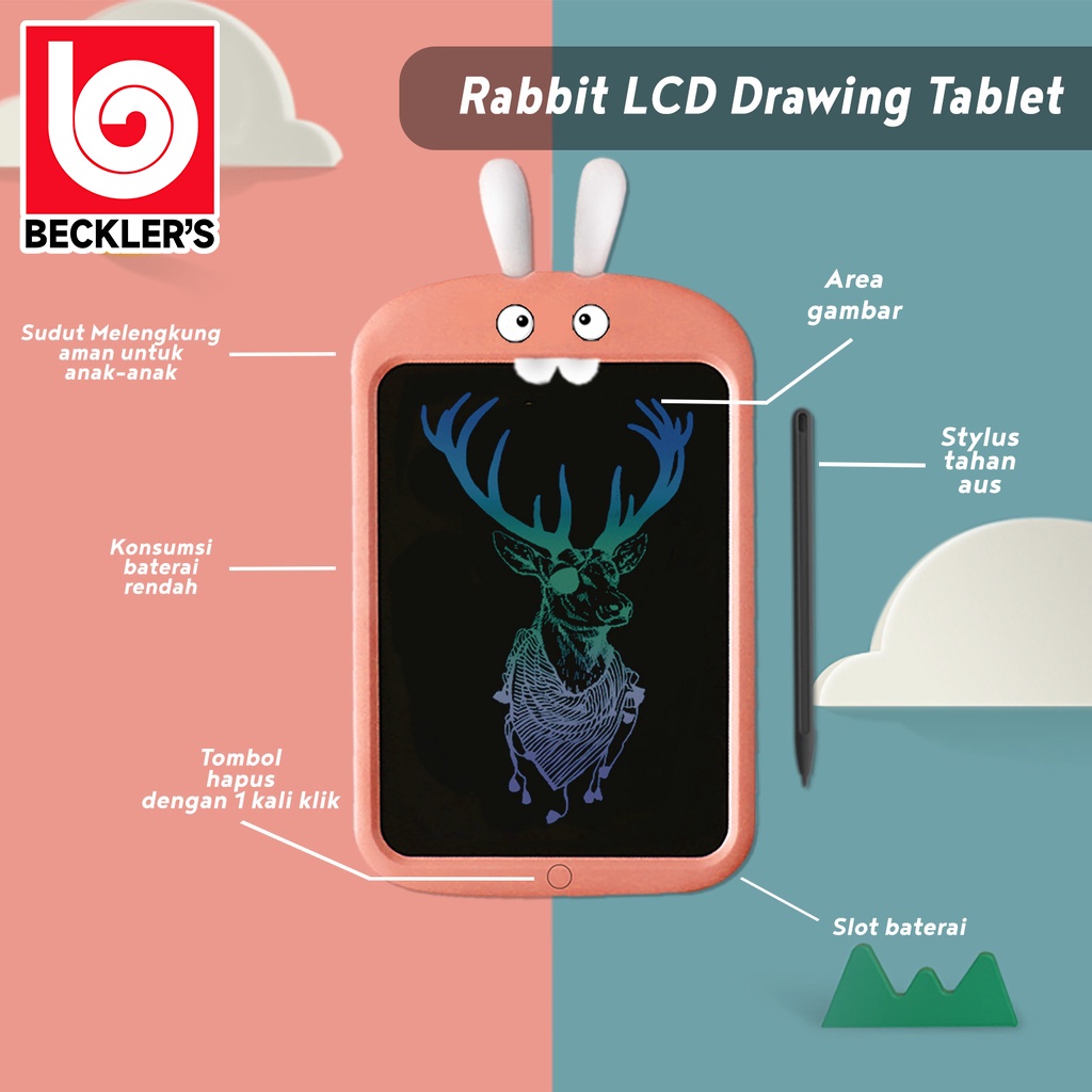 LCD Writing Tablet Drawing Rabbit 8.5 inch / Papan Tulis Tablet Edukasi Karakter Mainan 4 Warna