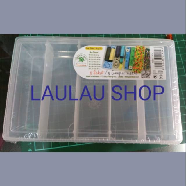 KOTAK PERKAKAS 5 SEKAT GREEN LEAF 1414 / TEMPAT SPARE PART / KOTAK AKSESORIS PLASTIK