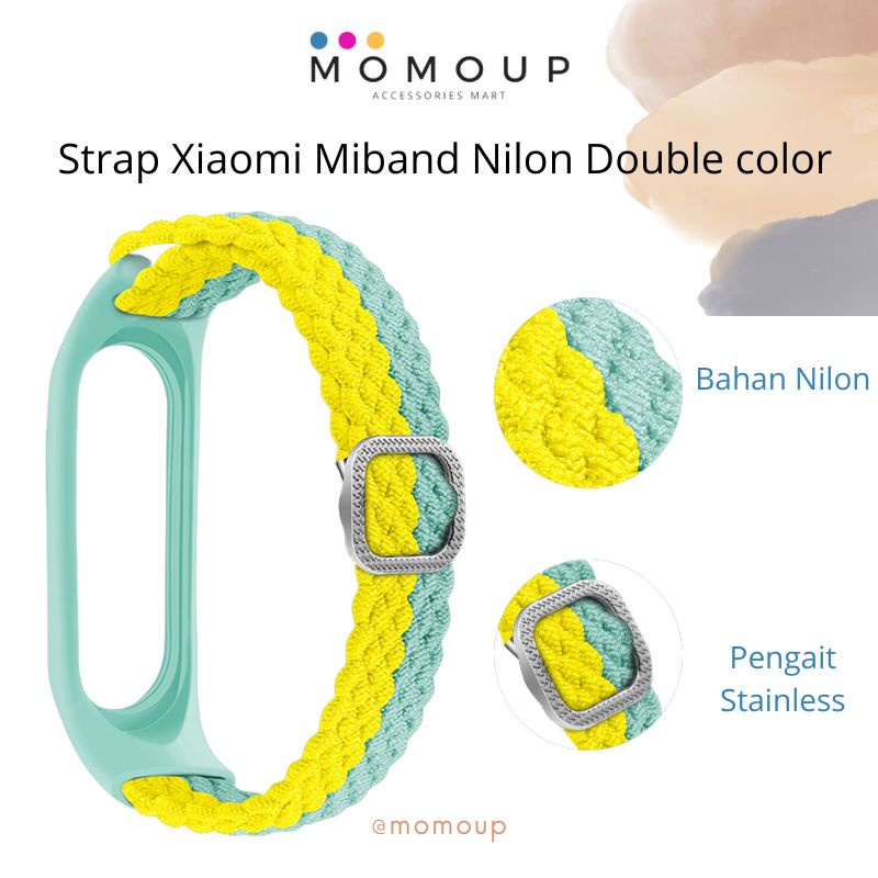 Strap Mi Band 7 6 5 4 3 Nilon Double Color Loop Tali Pengganti Xiaomi Mi Band 7 6 5 4 3